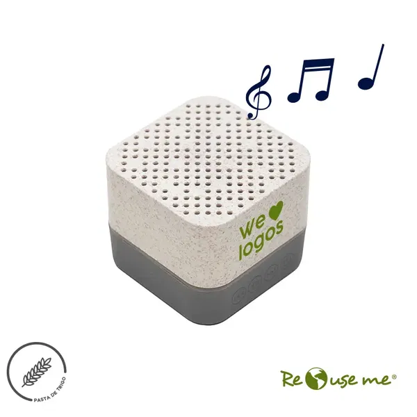 Parlante Earth plástico y pasta de trigo personalizado con logo empresa - Parlantes Bluetooth corporativo Chile