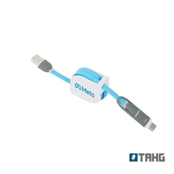 Conector Roll plástico retráctil personalizado con logo empresa - Cables Multicarga corporativo Chile
