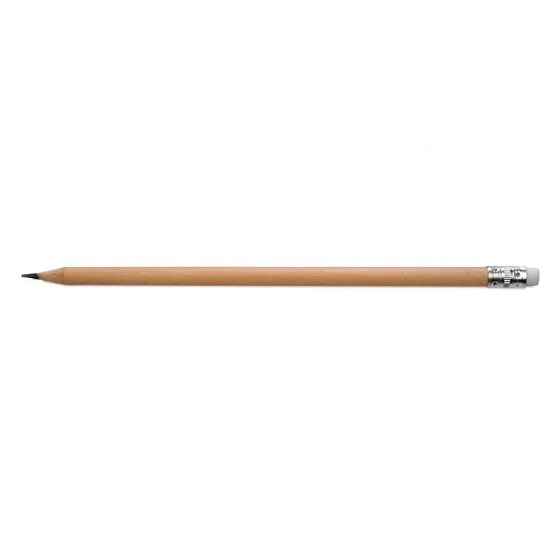 Lapiz Grafito Negro Con Goma madera, mina 2 mm