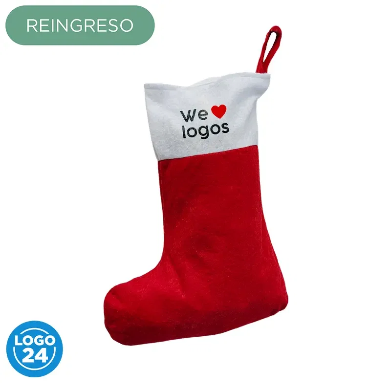 Bota De Navidad tela 26 x 36cm