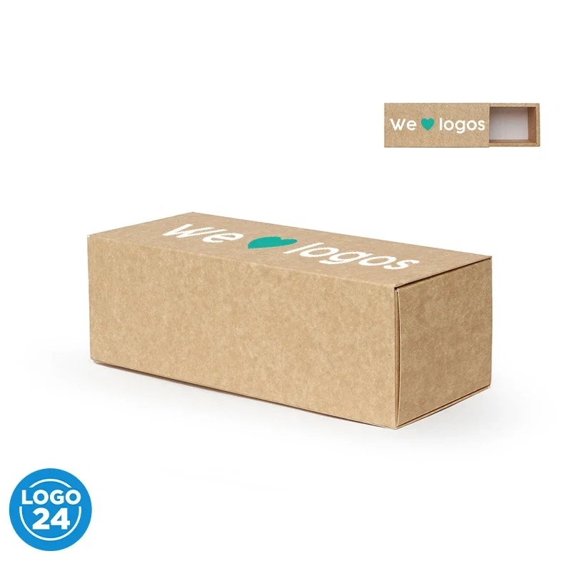 Caja Small cartulina kraft tapa deslizante personalizado con logo empresa - Merchandising corporativo Chile