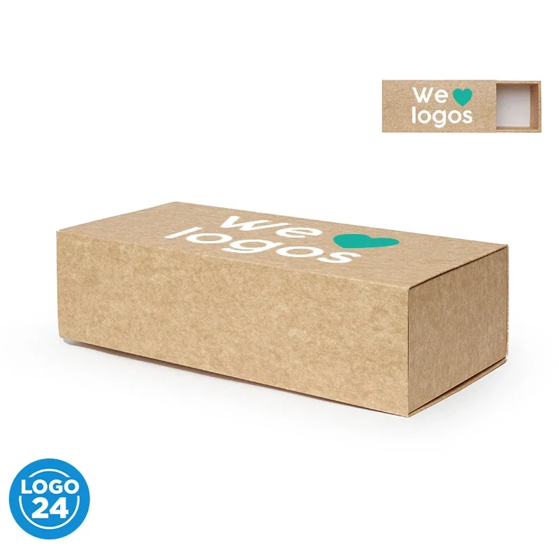 Caja Large cartulina kraft cajón deslizante personalizado con logo empresa - Merchandising corporativo Chile