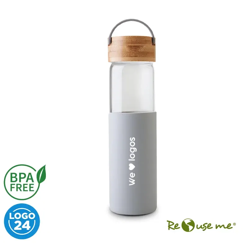 Botella Wai 550 ml vidrio con tapa bambú Botella Wai 550 ml vidrio con tapa bambú