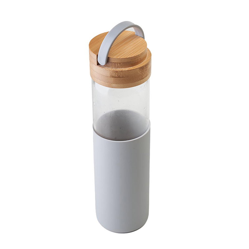 Botella Wai 550 ml vidrio con tapa bambú