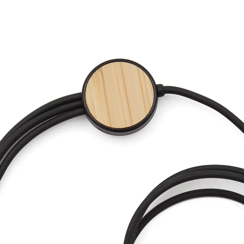 Cable 3 En 1 Bamboo bambú, Lightning/USB-C Cable 3 En 1 Bamboo bambú, Lightning/USB-C