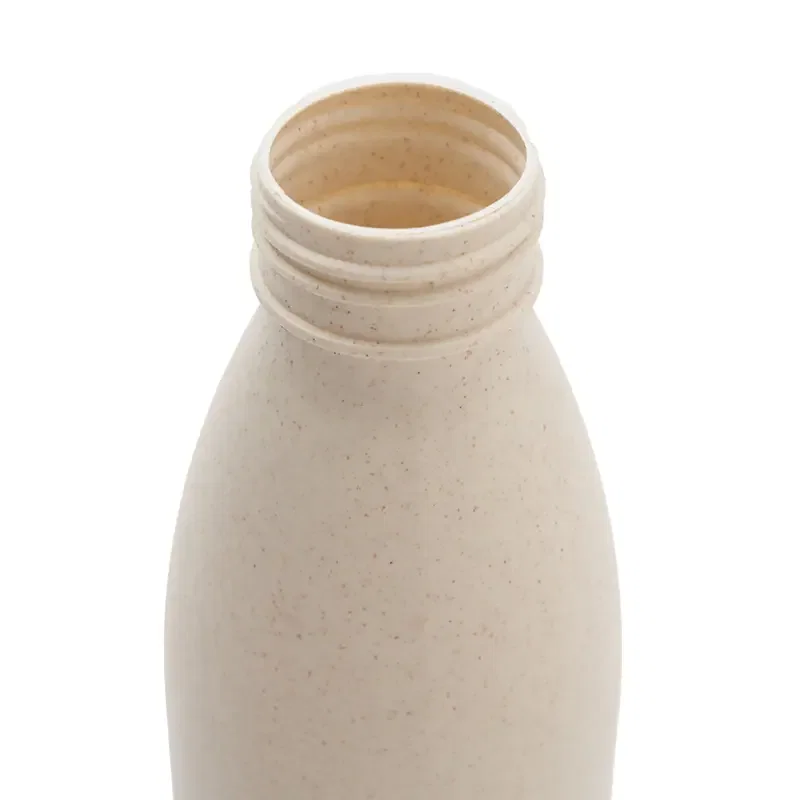 Boca de la botella beige, mostrando el interior con rosca visible.