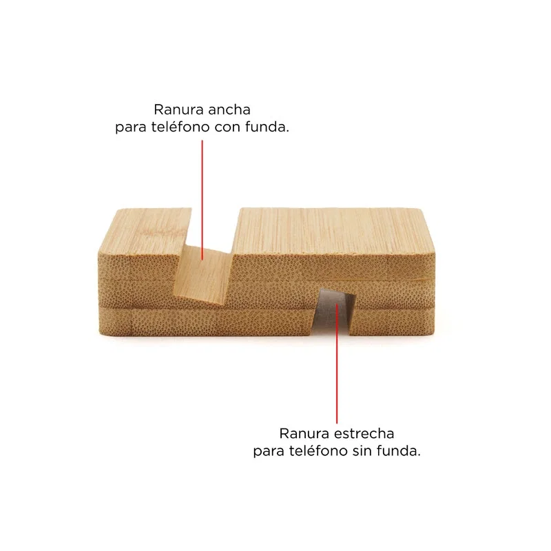 Base That bambú con ranuras para teléfono