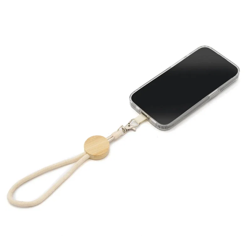 Correa para celular con teléfono atrapado, mostrando su diseño y funcionalidad.