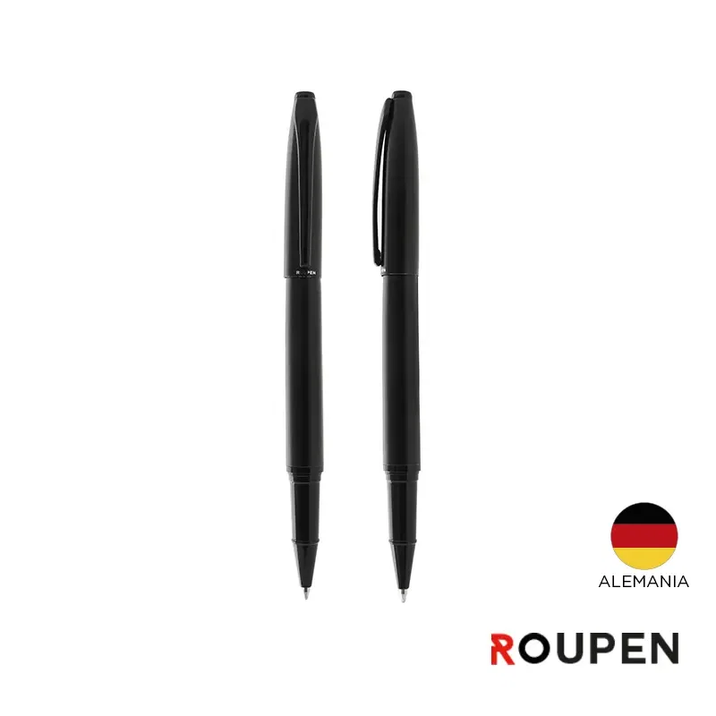 Bolígrafo Rainer de acero, acabado negro mate