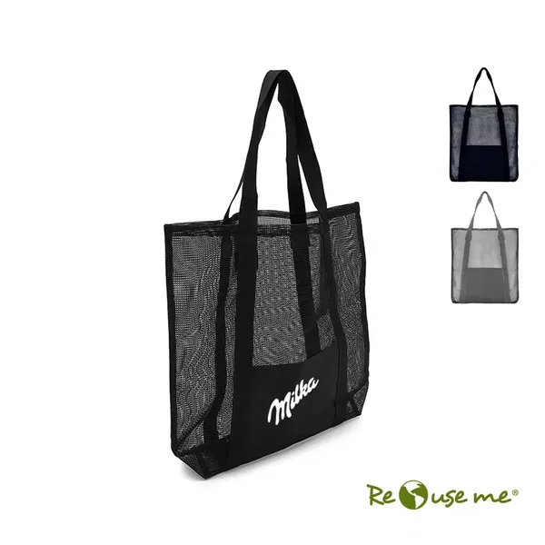 Tote Net plástico reciclado y poliéster personalizado con logo empresa - Merchandising corporativo Chile