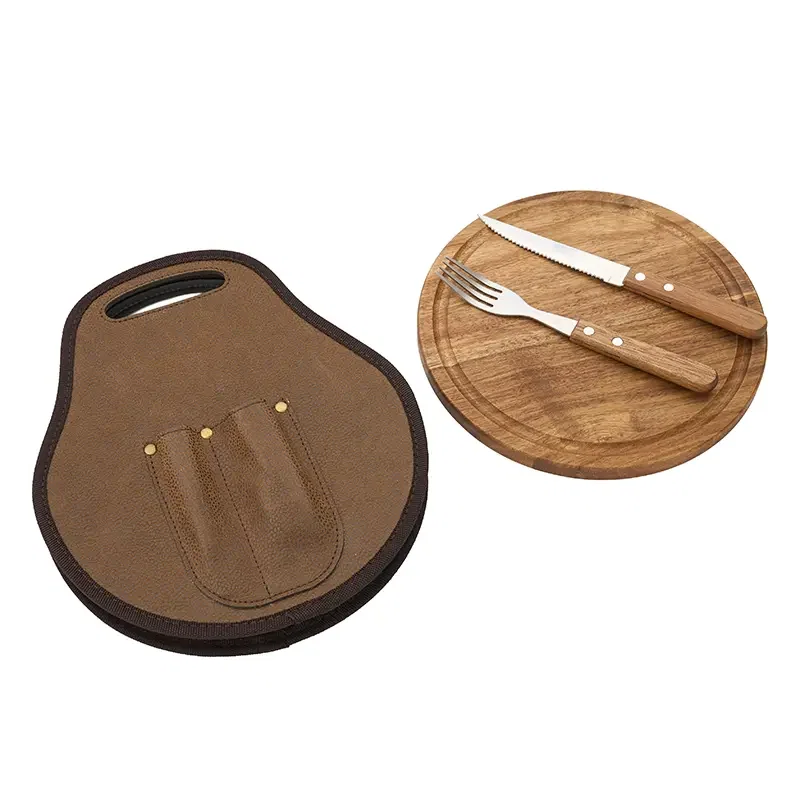 Set De Asado Estribo madera de acacia