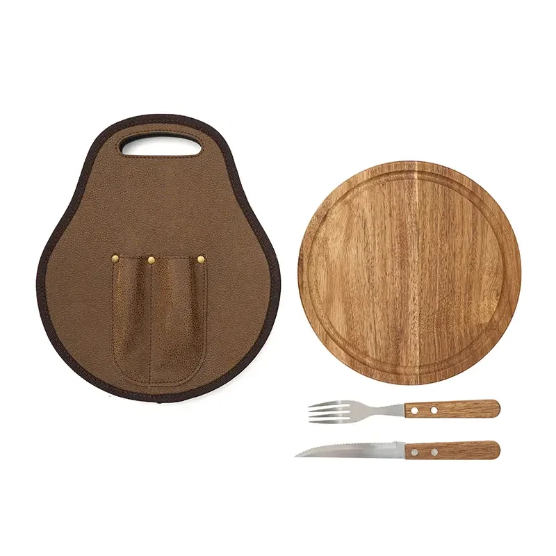 Set De Asado Estribo madera de acacia