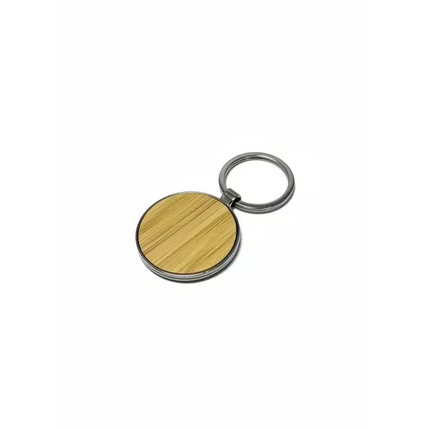 Llavero Round metal y bambú, redondo Llavero Round metal y bambú, redondo personalizado con logo empresa - Llaveros Ecológicos corporativo Chile