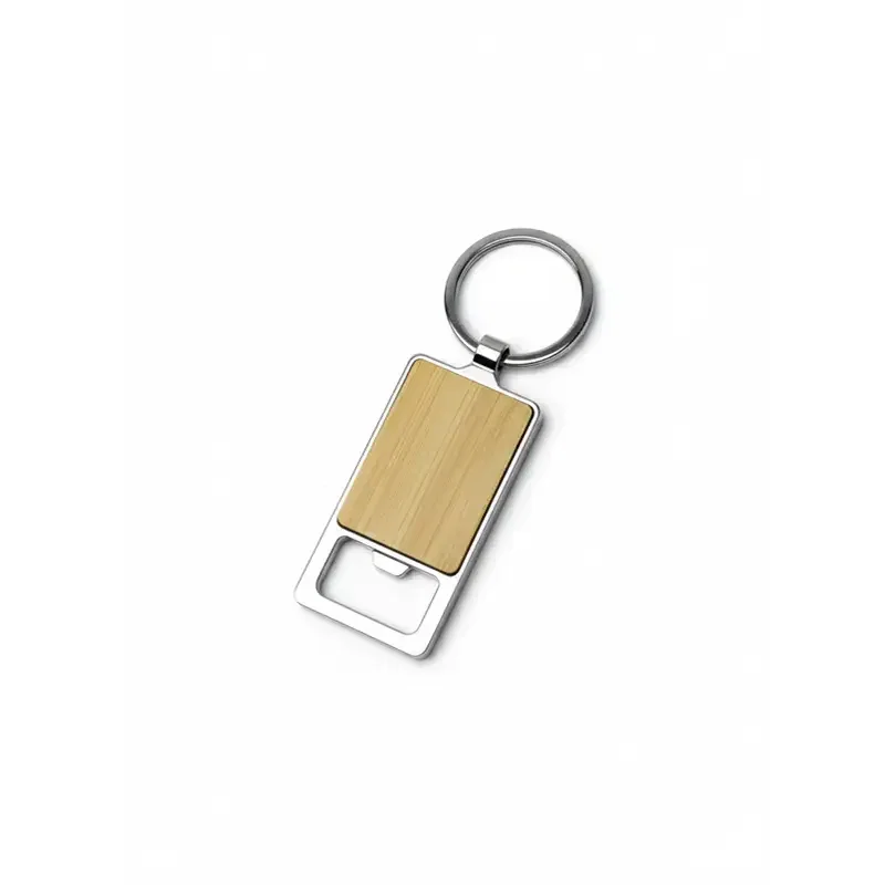 Llavero Lock bambú y metal, abridor integrado Llavero Lock bambú y metal, abridor integrado
