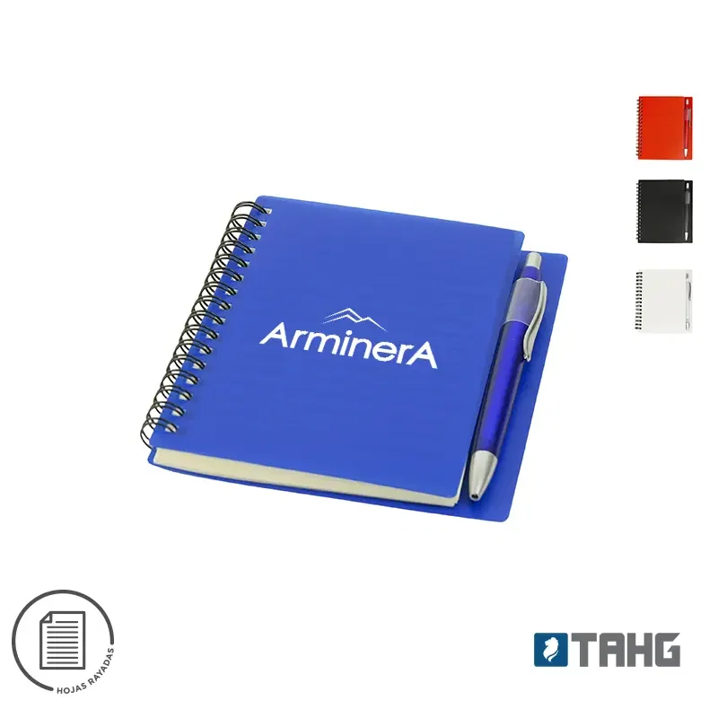 Cuaderno Plasma plástico A6 personalizado con logo empresa - Tapa Blanda corporativo Chile