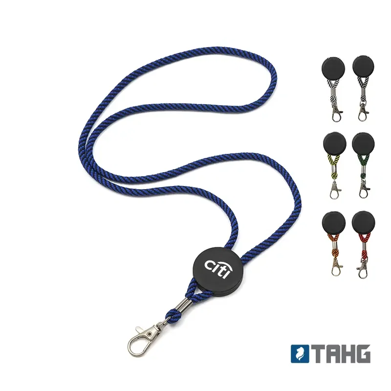 Lanyard Candystripe poliéster personalizado con logo empresa - Merchandising corporativo Chile