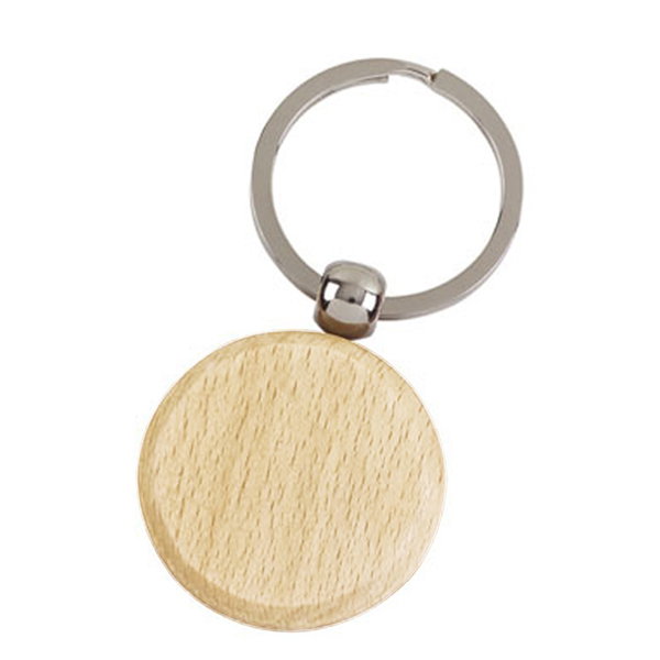 Llavero Madera Bamboo Ma1 anilla metálica Ø40 mm personalizado con logo empresa - Merchandising corporativo Chile