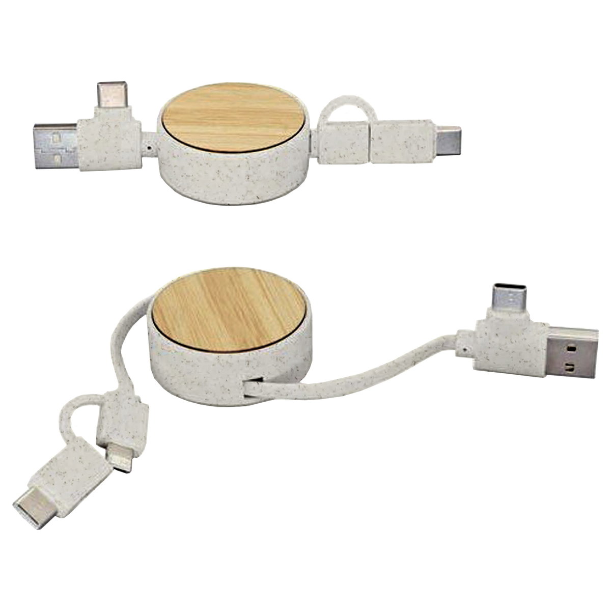 Cable Conector Bamboo Multicargador T61 bambú