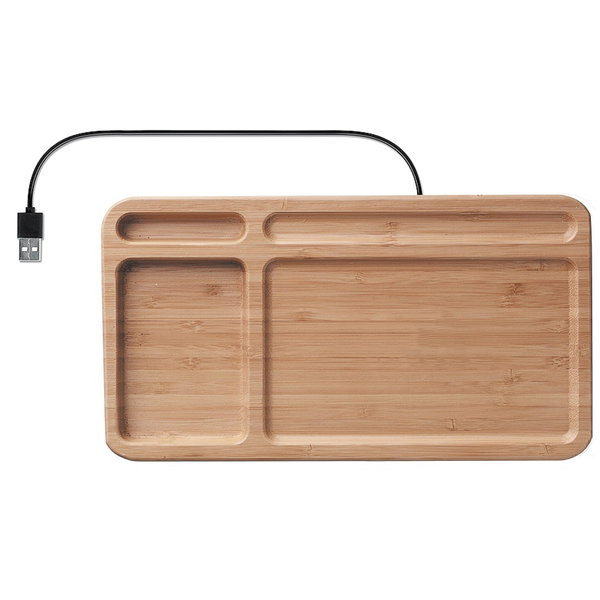 Cargador Bamboo Inalámbrico Escritorio T70 bambú personalizado con logo empresa - Merchandising corporativo Chile