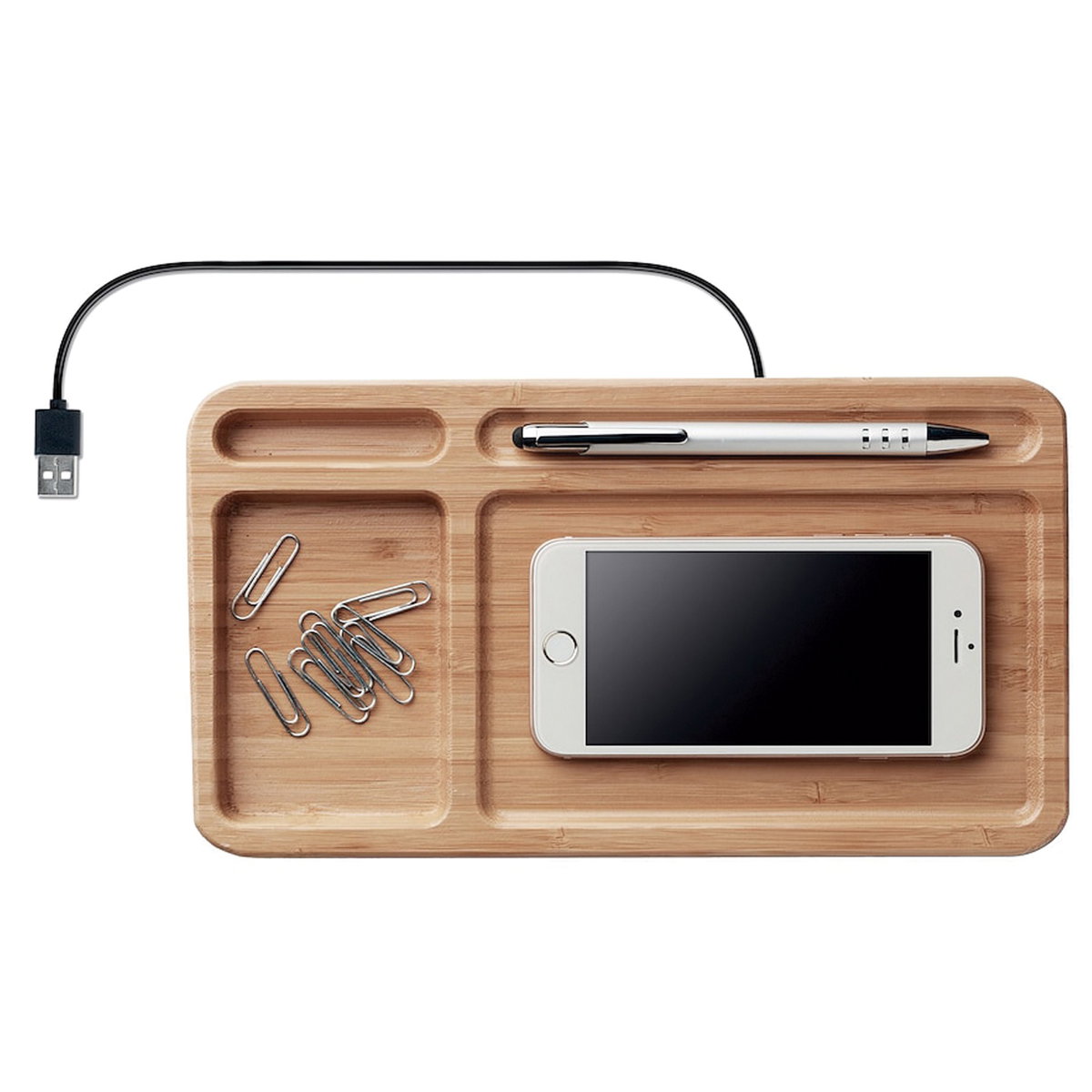 Cargador Bamboo Inalámbrico Escritorio T70 bambú