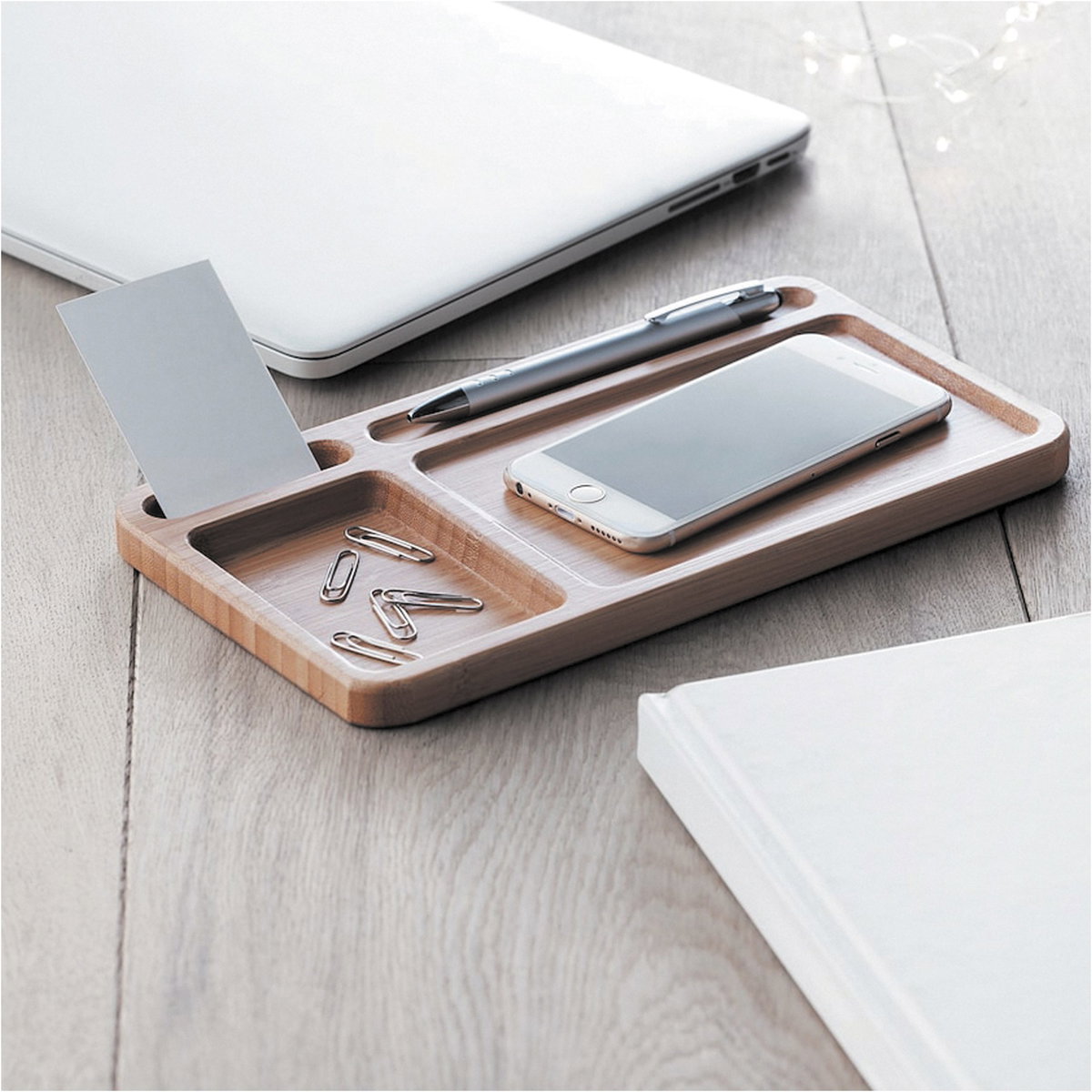 Cargador Bamboo Inalámbrico Escritorio T70 bambú