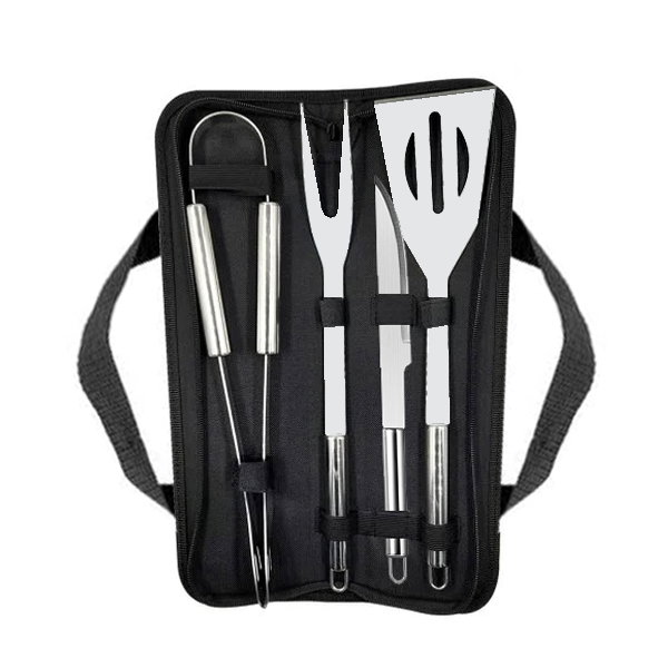 Set Parrillero Bbq T4 inox y estuche 600D