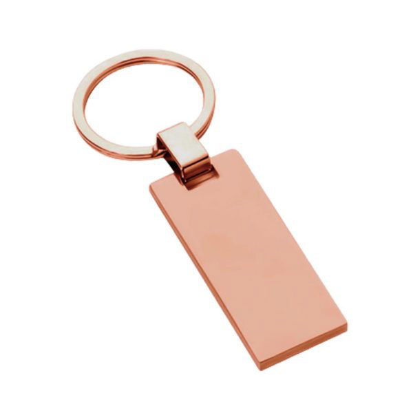 Llavero Rectangular Plano Cobrizado K34, metálico