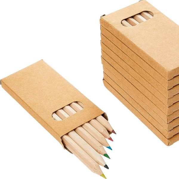 Bolígrafo Lápices De Colores Set S4 6 piezas madera personalizado con logo empresa - Merchandising corporativo Chile