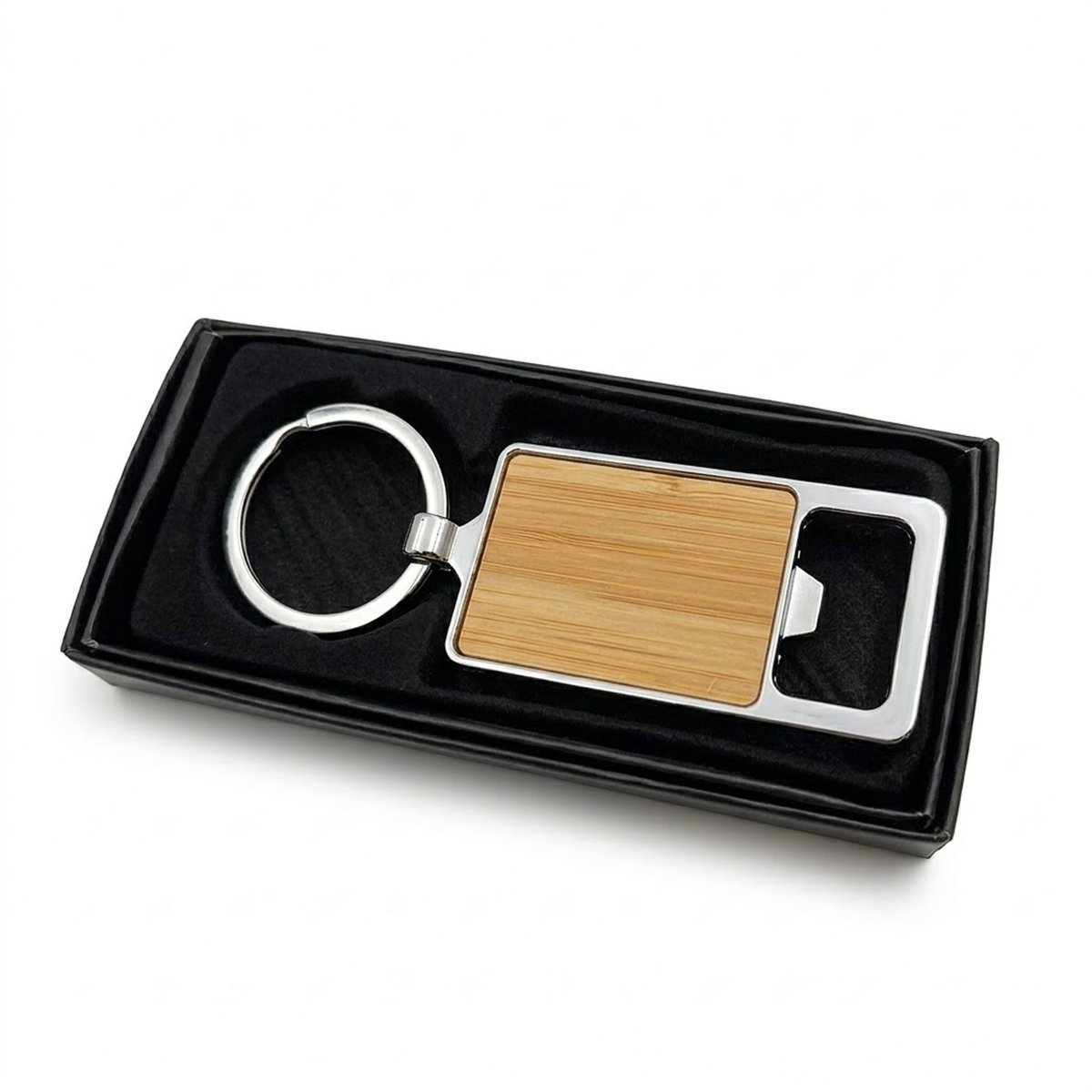 Llavero Madera Bamboo Destapador K123 metal y bambú