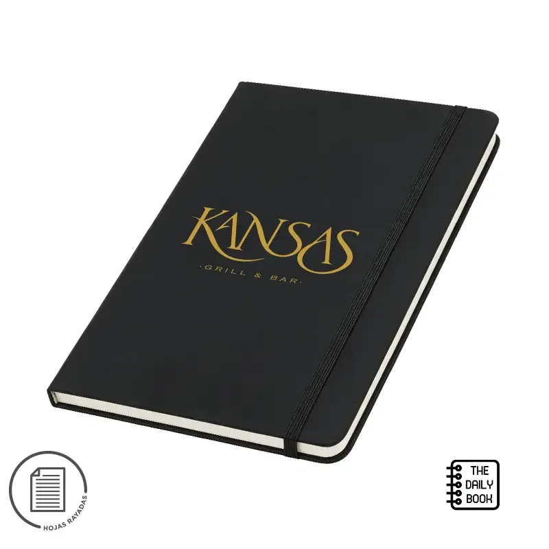 Cuaderno Borges B5 PU (tapa) cierre elástico personalizado con logo empresa - Merchandising corporativo Chile