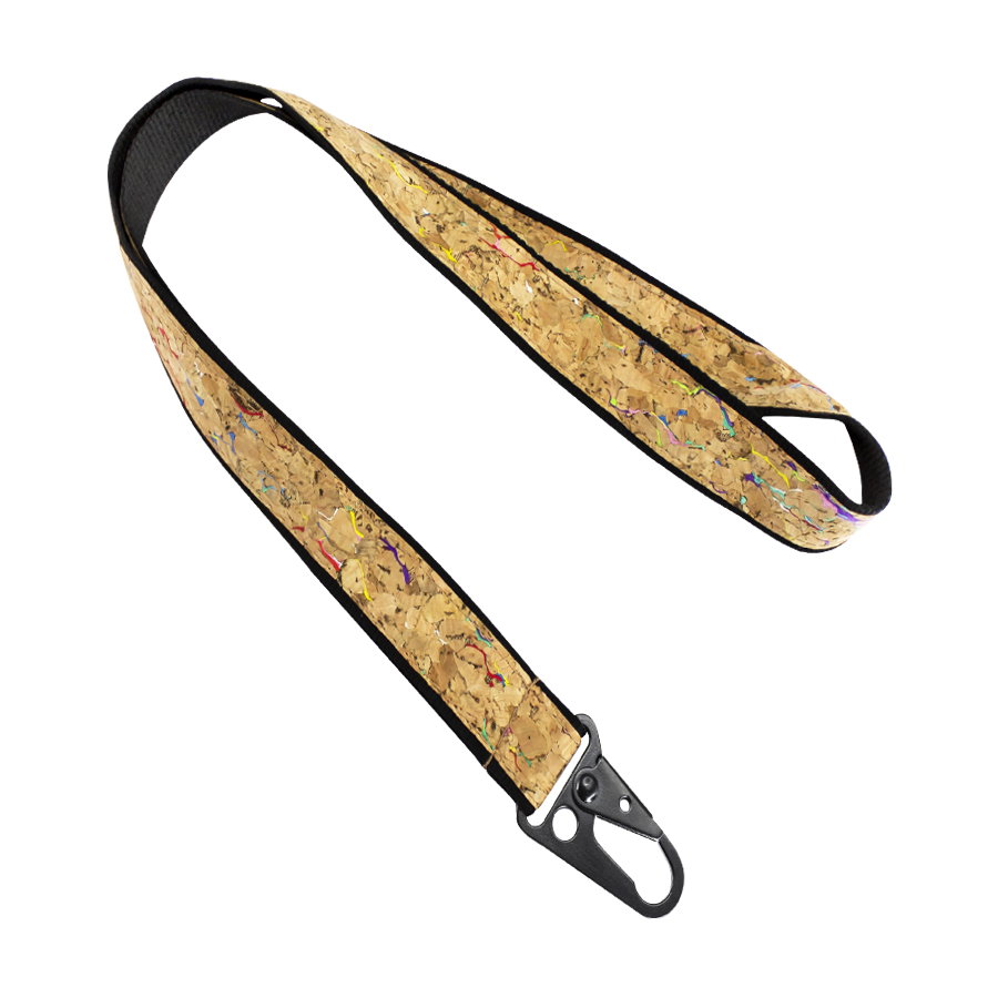 Lanyard De Corcho Y Poliéster mosquetón metálico — vista destacada