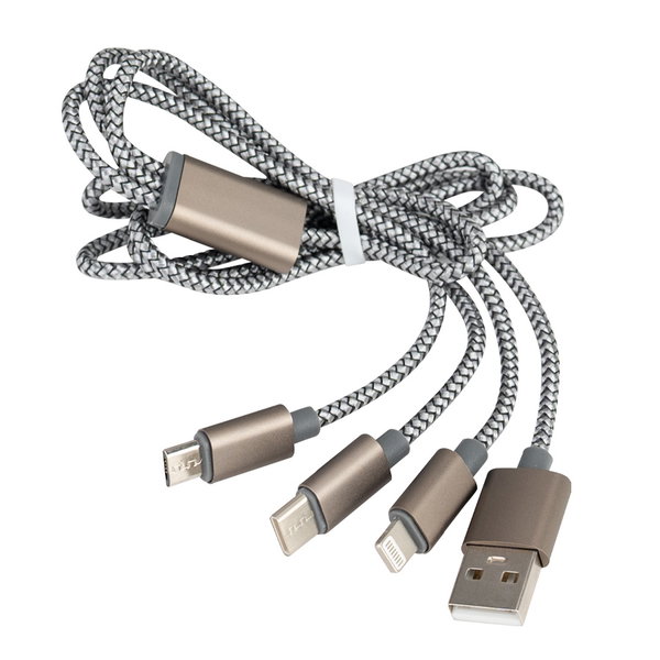 Connect Multicargador Metálico nylon/aluminio personalizado con logo empresa - Merchandising corporativo Chile