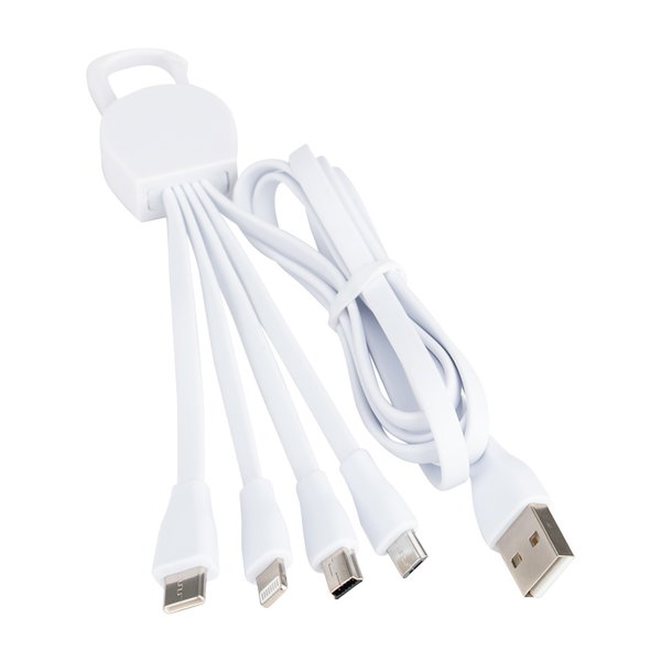 Connect Multicargador Blanco plástico TPE personalizado con logo empresa - Merchandising corporativo Chile
