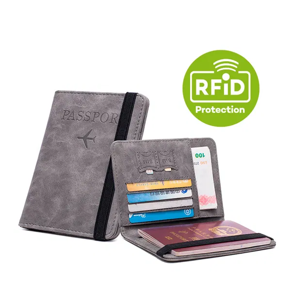 Billetera Porta-Pasaporte Orly eco-cuero, RFID personalizado con logo empresa - Porta Tarjetas corporativo Chile