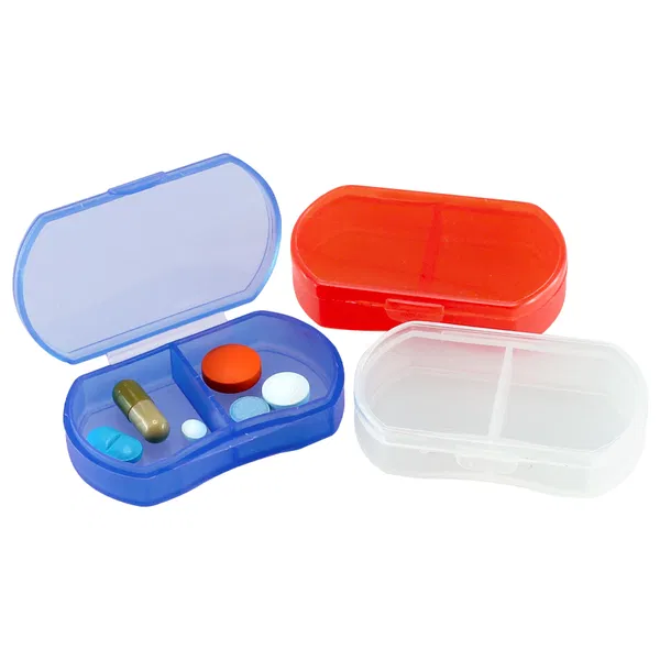 Pastillero Bizone PVC traslúcido 2 compartimentos personalizado con logo empresa - Sets de Cuidado Personal corporativo Chile