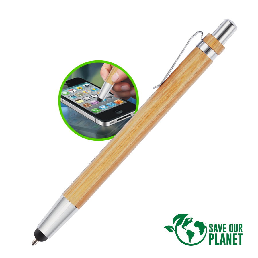 Bolígrafo De Bamboo retráctil, puntero touch — vista destacada