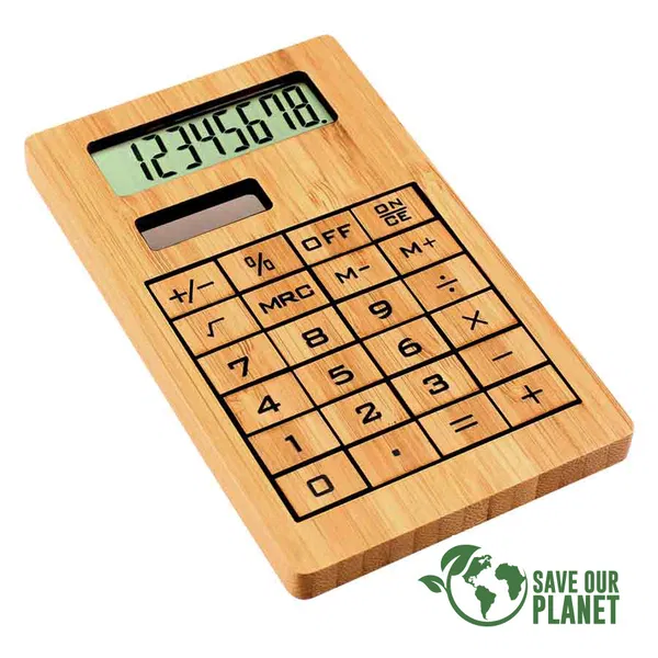 Calculadora Solar De Bamboo 8 dígitos bambú personalizado con logo empresa - Organizadores corporativo Chile