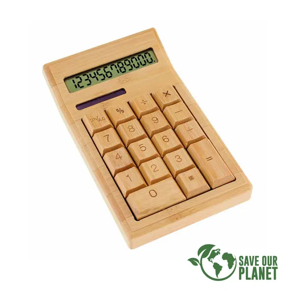 Calculadora De Bamboo 100% bambú solar personalizado con logo empresa - Decoración corporativo Chile