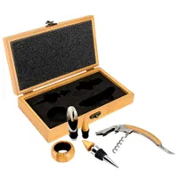 Set De Vino De Bamboo caja bambú 4 piezas