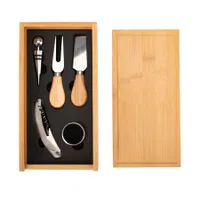 Set Wine & Cheese FUTRONO bambú y acero inoxidable