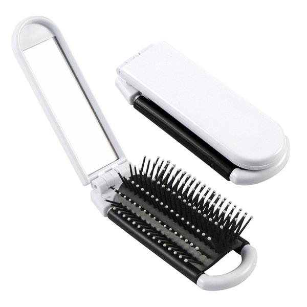 Cepillo Rectangular Con Espejo plegable, blanco personalizado con logo empresa - Merchandising corporativo Chile