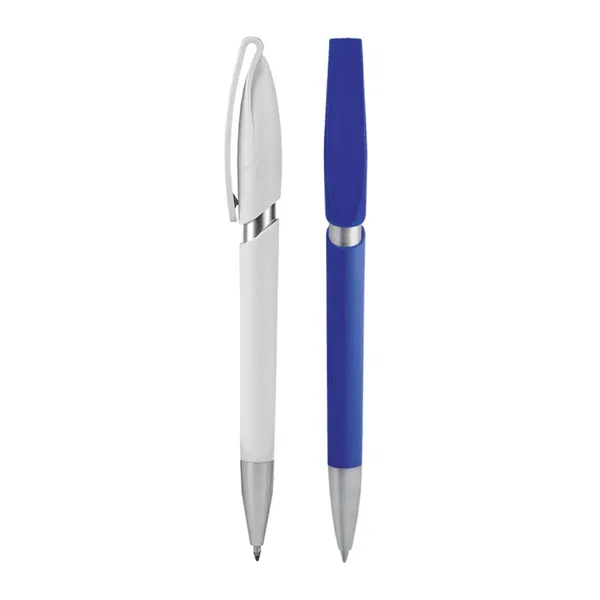 Boligrafo Elf Tinta Azul plástico retráctil Boligrafo Elf Tinta Azul plástico retráctil personalizado con logo empresa - Plásticos corporativo Chile