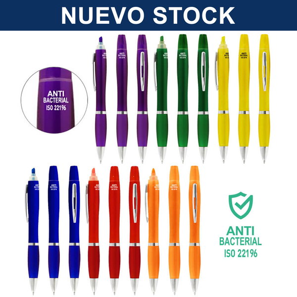Bolígrafo Lápiz Plástico Anti-Bacterial + personalizado con logo empresa - Merchandising corporativo Chile