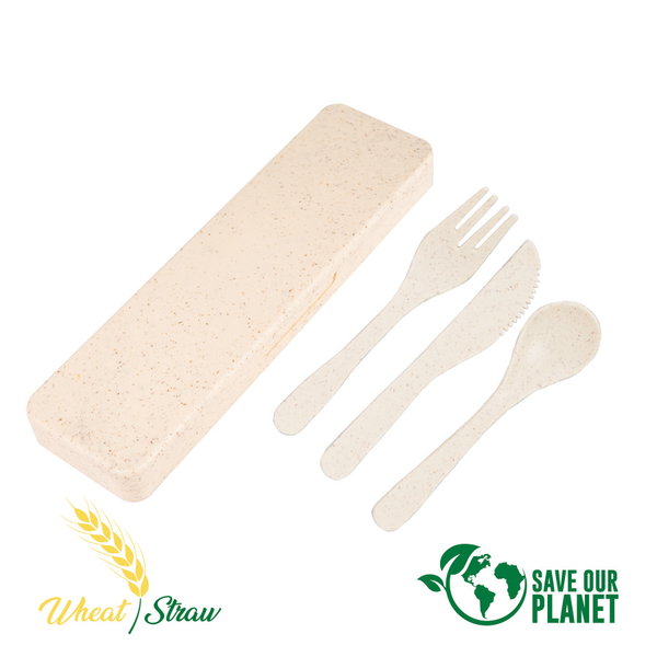 Set De 3 Cubiertos Ecológico plástico, libre de BPA personalizado con logo empresa - Merchandising corporativo Chile