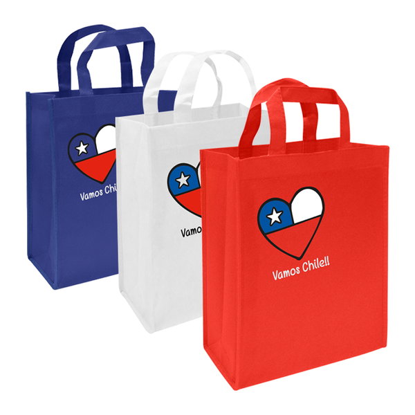 Bolsa Tnt Vamos Chile tela TNT 25 x 30 x 8 cm personalizado con logo empresa - Merchandising corporativo Chile
