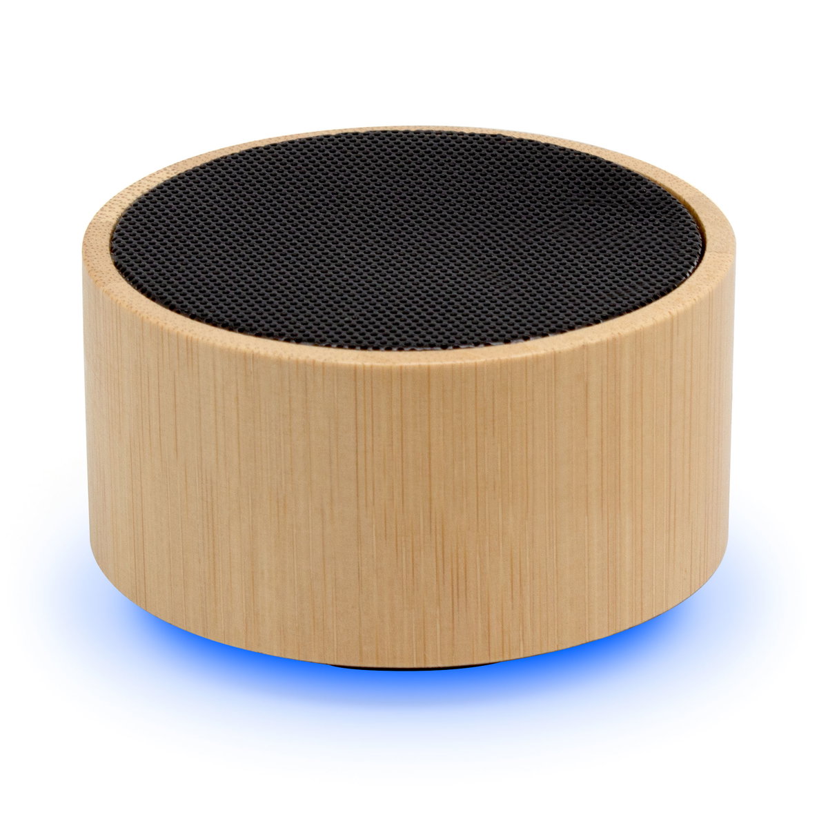 Parlante Bluetooth Cannes bambú y malla metálica personalizado con logo empresa - Parlantes Bluetooth corporativo Chile