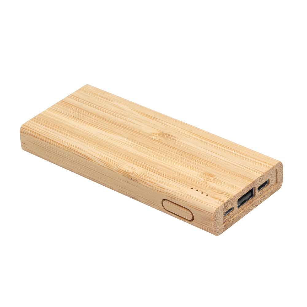 Power Bank Bambpower 5000 mAh bambú personalizado con logo empresa - Power Banks corporativo Chile