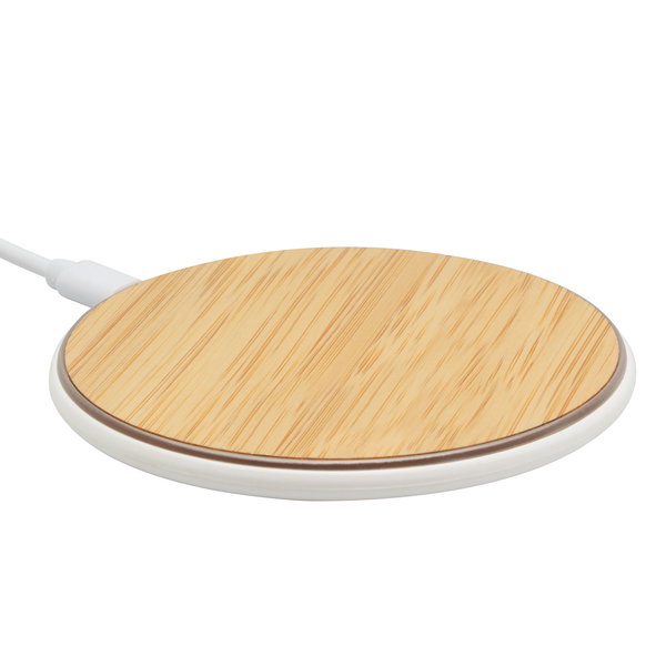 Cargador Inalámbrico Compact bambú personalizado con logo empresa - Merchandising corporativo Chile