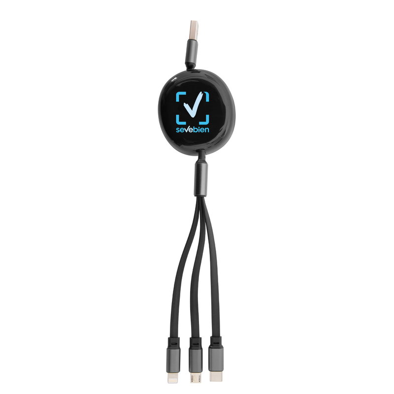 Cable Retráctil De Carga Jack 3 en 1 hasta 115 cm