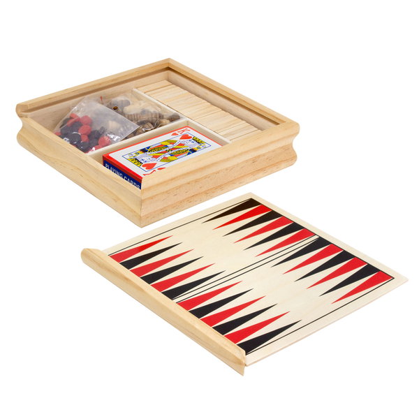 Set De Juegos Javfan madera 17 x 17 x 4 cm personalizado con logo empresa - Merchandising corporativo Chile